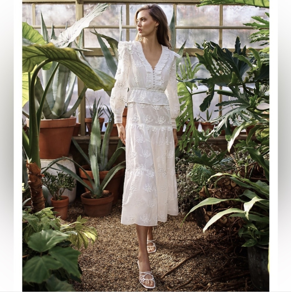 Maje Roxana Long Sleeve Embroidered Dress